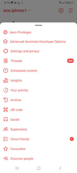 insta red privileges